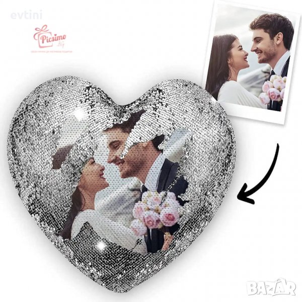 Магическа възглавница с пайети сърце – По Ваш дизайн, снимка 1