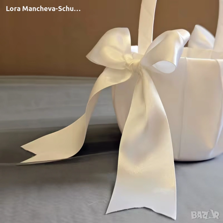 Елегантна бяла сватбена кошничка за венчелистчета - 4 налични броя, снимка 1