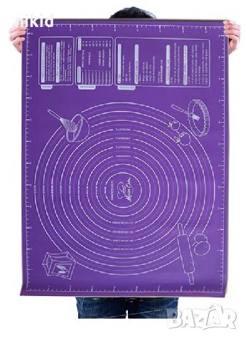 45x60cm грамадна разграфена незалепваща силиконова подложка килим разточване точене месене печене, снимка 1