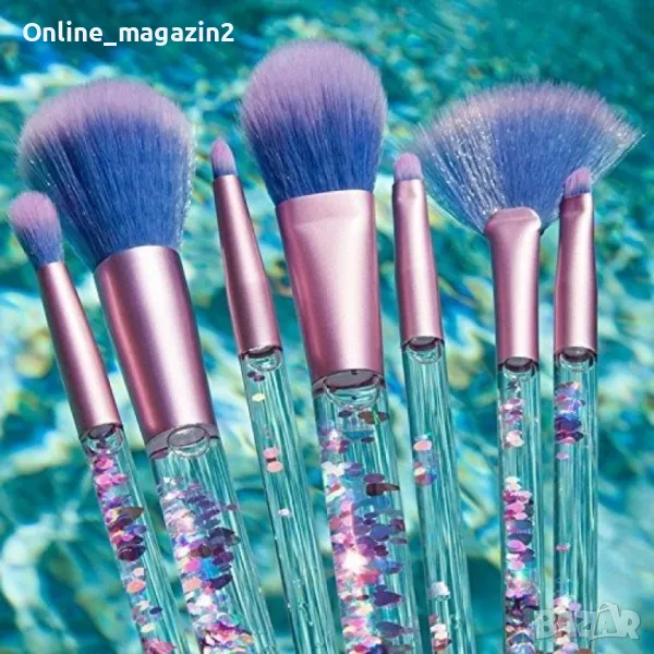 Четки за грим  с кристални дръжки -  7 броя , снимка 1