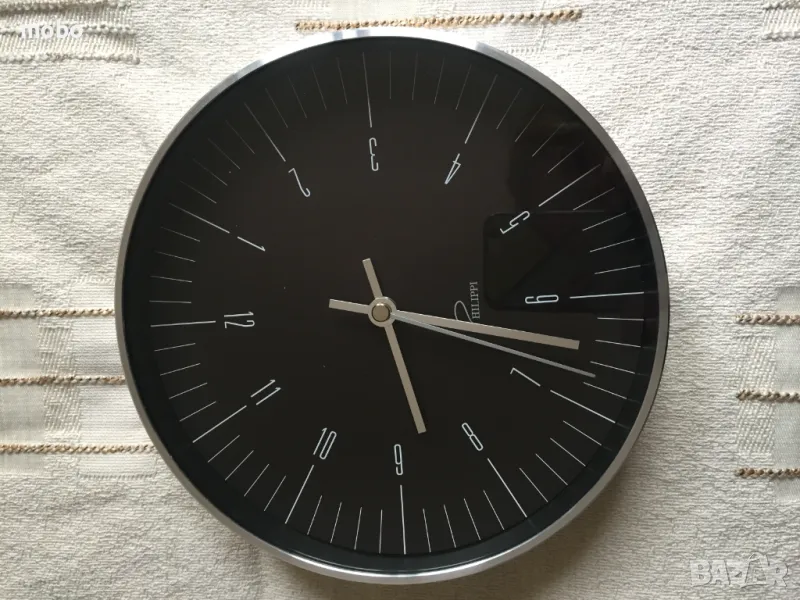  Безшумен нов стенен часовник, марка Shilippi/ Германия, диаметър 20см,материал: алуминий, снимка 1