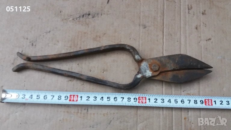 стара кована отлична ножица за рязане на аба , снимка 1