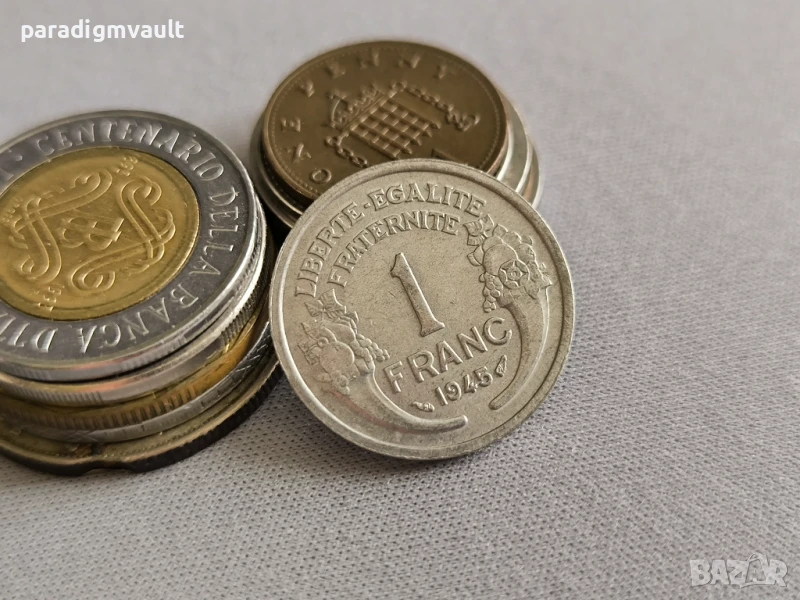 Mонета - Франция - 1 франк | 1945г., снимка 1