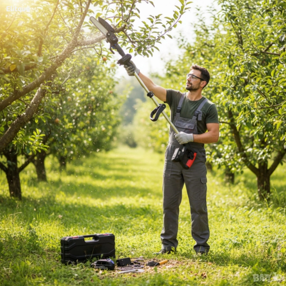Акумулаторен мини верижен трион с телескопичен прът 21V , снимка 1