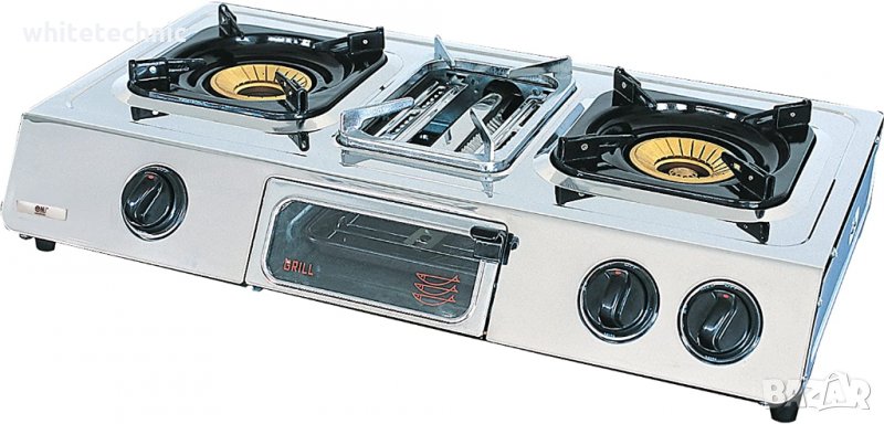 ••НОВО•• Двоен газов котлон с фурна / грил NJ - G88 68см / 36м.гаранция, снимка 1