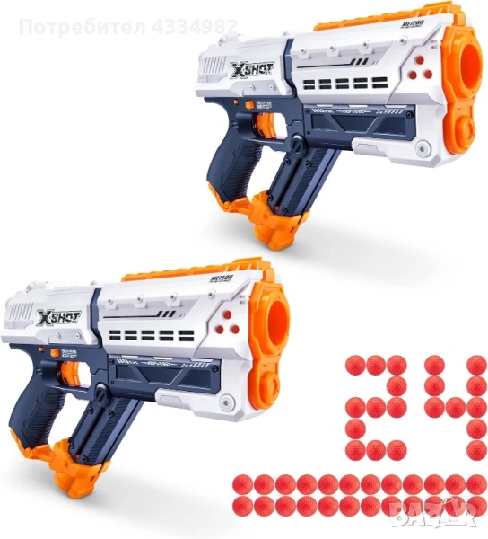 Комплект от 2 броя бластер X-Shot Chaos Meteor Blaster 36365-2022 Детско оръжие с 24 броя топчета, снимка 1