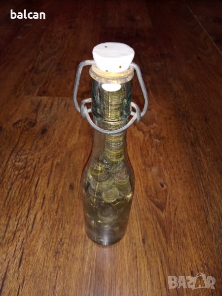 Старо шише пълно с монети от 1 стотинка НРБ , снимка 1