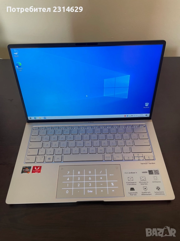 14 IPS Asus ZenBook UM433 Ryzen 7 3700U Radeon Vega 10 8GB RAM 1TB SSD, снимка 1