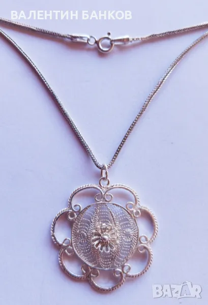Сребърно колие с изящен филигран, снимка 1