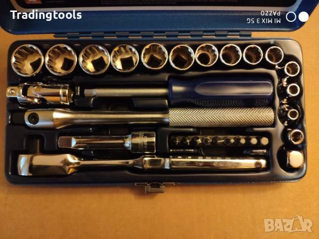 KINCROME 3/8 гедоре /гидория 29части качествени вложки камъни комплект метална кутия, снимка 2 - Гедорета - 52855840