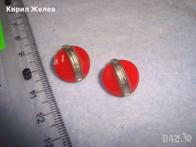 СТАРИ МЕДНИ СРЕБРИСТИ ЕМАЙЛИРАНИ ВЕНТИДЖ ДИЗАЙН ОБЕЧКИ 13884, снимка 5 - Обеци - 36507525