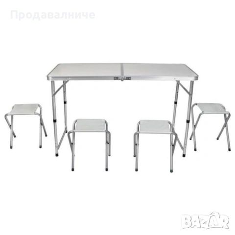 Комплект сгъваема алуминиева маса с 4 стола, снимка 2 - Градински мебели, декорация  - 54261144