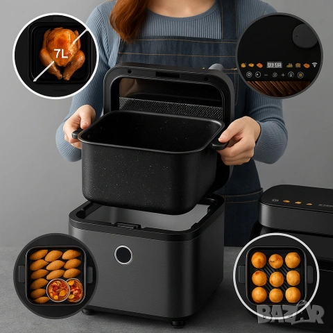 Midea DualTaste Air Fryer MF-CY75C2 – 7L капацитет, JuicyLock технология