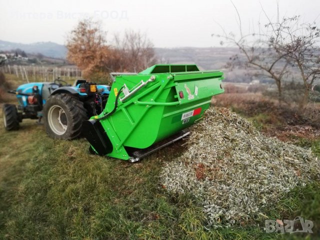 Раздробител за резитбени пръчки и тревна маса с контейнер и хидравлично изсипване 1600 мм работна ши, снимка 3 - Селскостопанска техника - 39770545