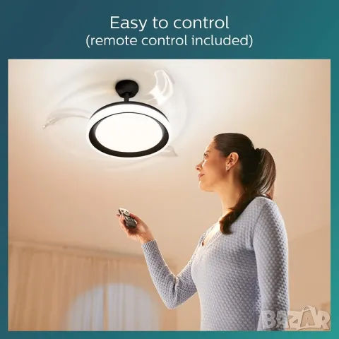 Philips - LED Таванен вентилатор LED/45+35W/230V 5500/4000/3000K черен + дистанционно, снимка 6 - Лампи за таван - 47577107