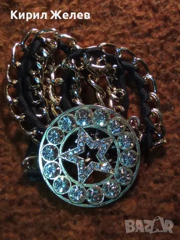 ЗВЕЗДОВИДЕН ЗЛАТИСТ КРИСТАЛЕН АРТ МЕДАЛЬОН ВИНТИДЖ КОЛИЕ 47433, снимка 9 - Колиета, медальони, синджири - 47285552