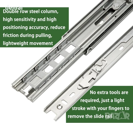 Здрави водачи за чекмеджета с ключалка, товароносимост 68 кг, 3 секции,ширина 51мм x дължина 1000мм, снимка 4 - Други стоки за дома - 51418823