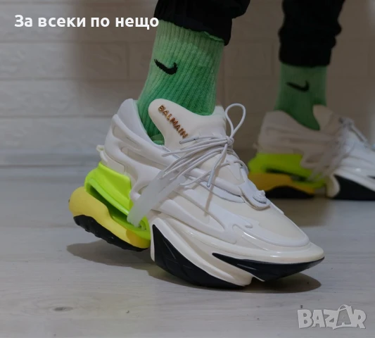 Balmain Мъжки Маратонки С Кутия🔝Дамски Спортни Обувки🔝Унисекс Маратонки Бяло И Зелено Код SM-22, снимка 1