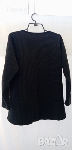 Дамска черна блуза с ламе , снимка 2 - Блузи с дълъг ръкав и пуловери - 54229611