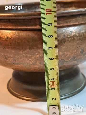 стара медна купа с бронзови дръжки 32/3, снимка 5 - Антикварни и старинни предмети - 53123697