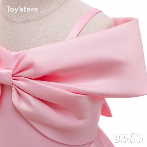 Детска розова официална рокля плътен сатен размер 6-7 г, снимка 3 - Детски рокли и поли - 38468462