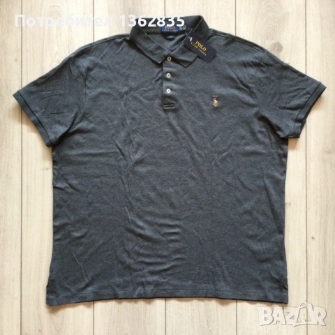 НОВА оригинална сива тениска с яка POLO RALPH LAUREN размер XXL от САЩ, снимка 2 - Тениски - 51903025