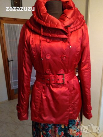  ЗИМНО ЯКЕ С ПУХ на ZARA /цвят червен/, снимка 2 - Якета - 13012737