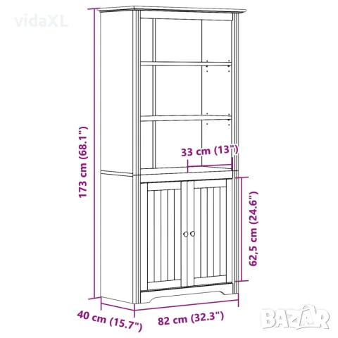 vidaXL Етажерка за книги BODO бяла 82x40x173 см бор масив, снимка 8 - Етажерки - 56147265