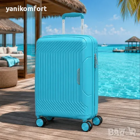 Куфар за ръчен багаж 55x40x23 PP 88001 – твърд куфар с 4 колела и TSA заключване, снимка 12 - Куфари - 56200110