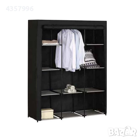 Декоративен гардероб, Стоманена рамка, Черен, 131x46x169см , снимка 2 - Гардероби - 51998520