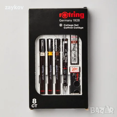 Комплект за колеж Rotring Isograph черен