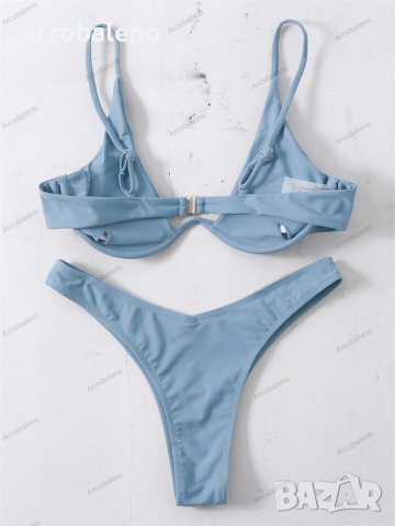 Секси бикини едноцветен бански костюм с банели, 13цвята, снимка 7 - Бански костюми - 44281773