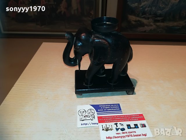 слон-свещник-внос франция-15х15х8см, снимка 9 - Антикварни и старинни предмети - 29497831