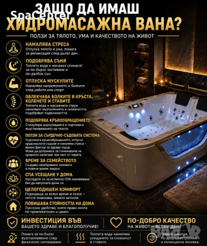 spa хидромасажна вана джакузи (Хидромасажна вана за двама Подгрев до 45° 1.94Х0.90, снимка 2 - Други - 54623681