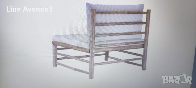 Градински диван с кремавобели възглавници бамбук, снимка 4 - Дивани и мека мебел - 51106976