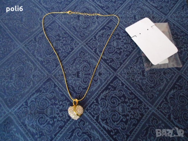 Колие, синджирче със сърце с камъчета, снимка 3 - Колиета, медальони, синджири - 31811257