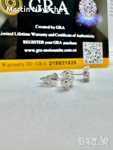 Сребърни обеци с мойсанит (Диамант) 0.6 карата, снимка 7 - Обеци - 52933340