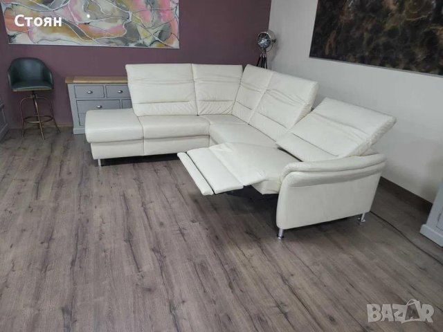 Кремав кожен ъглов диван MM-ZE1148 с електрически релакс механизъм, снимка 10 - Дивани и мека мебел - 44244932