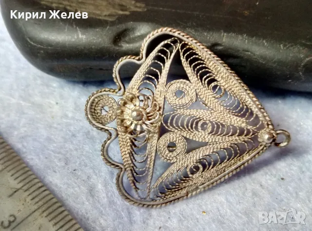 СТАРИННА ФИЛИГРАННА СРЕБЪРНА БРОШКА ВИСОКА ПРОБА СРЕБРО ФИНА РЪЧНА МАЙСТОРСКА ИЗРАБОТКА 49337, снимка 5 - Антикварни и старинни предмети - 48468004