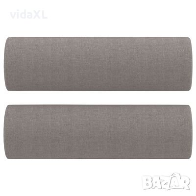 vidaXL Декоративни възглавници, 2 бр, таупе, Ø15x50 см, плат（SKU:349508, снимка 1