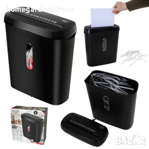 Шредер за документи Adler P-2 | Унищожител на хартия до 6 листа | Тих за Офис и Дома