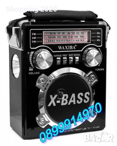 Мини Радио Waxiba с USB, SD,TF карта и мощен фенер, снимка 1