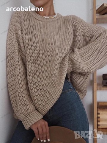 Дамски пуловер със свободна кройка и широко деколте - 023 , снимка 2 - Блузи с дълъг ръкав и пуловери - 42678097