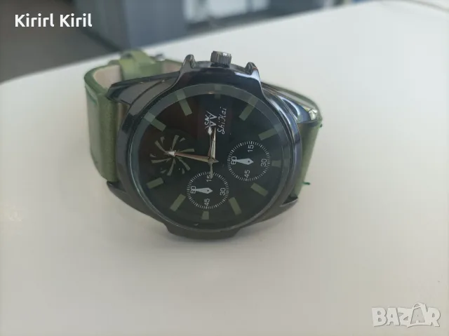 мъжки кварцов часовник зелен, снимка 3 - Мъжки - 55724636