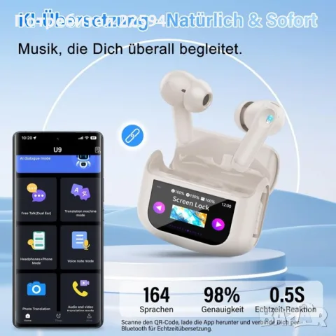 AI слушалки преводач в реално време 164 езика ANC микрофон Bluetooth 5.4, снимка 5 - Слушалки и портативни колонки - 55878231