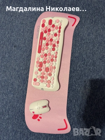 Безжичен комплект Canyon HSET-W6 Kitty Edition (Като Нов!), снимка 2 - Клавиатури и мишки - 54195831