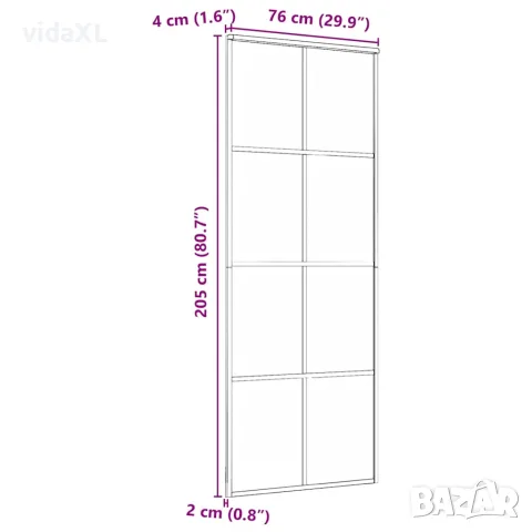 vidaXL Плъзгаща се врата, черна, 76x205 см, ESG стъкло и алуминий, снимка 7 - Входни врати - 56146204