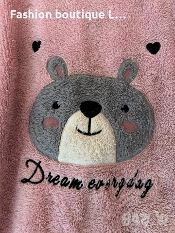 Поларена мека блуза с меченце и надпис dream everyday в розово сив цвят M / L размер 🩶, снимка 2 - Блузи с дълъг ръкав и пуловери - 52167207