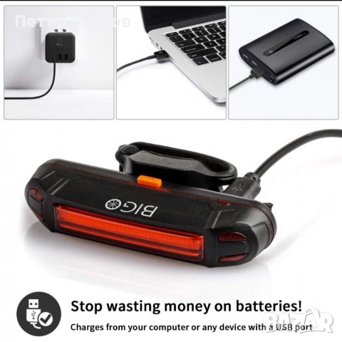 LED USB акумулаторна задна светлина за велосипед, снимка 3 - Аксесоари за велосипеди - 39494068