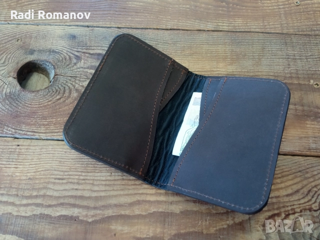 Мъжки кожен портфейл, ловен аксесоар, ръчно изработен мъжки кожен кейс , снимка 2 - Портфейли, портмонета - 52020243